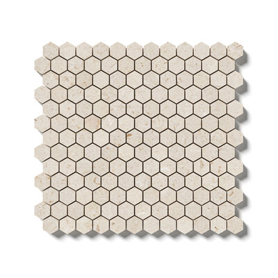 Desert Path Brushed Hexagon 1x1 Limestone Mosaic 12x12