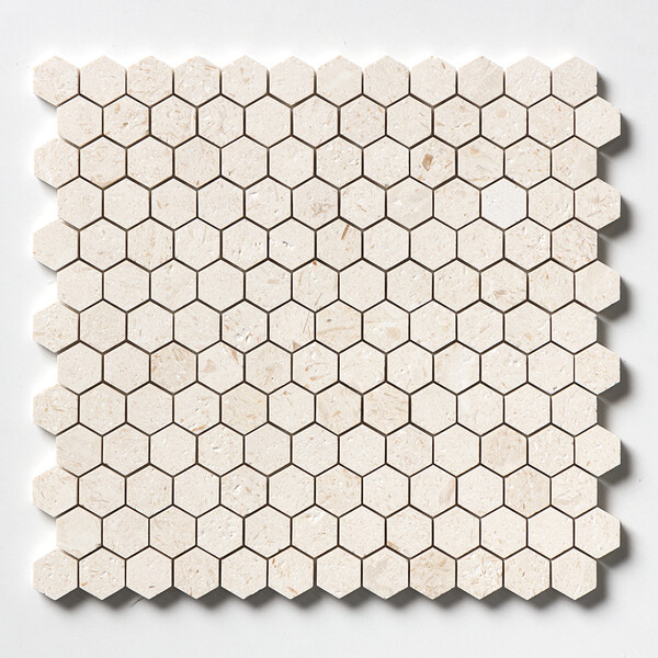 Desert Path Brushed Hexagon 1×1 Marble Mosaic 12×12 Image