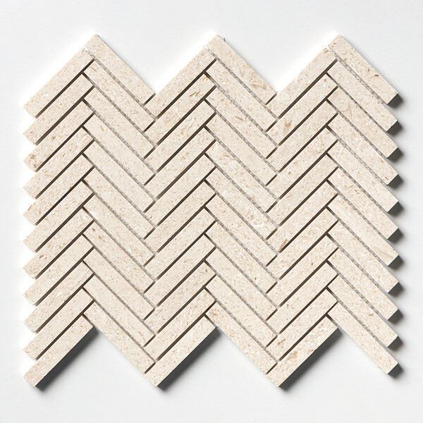 Desert Path Brushed Herringbone 5/8×3 Marble Mosaic 10 7/16×12 13/16 Image
