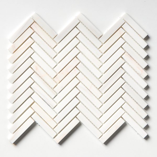 Confetti Honed Herringbone 5/8×3 Marble Mosaic 10 7/16×12 13/16 Image