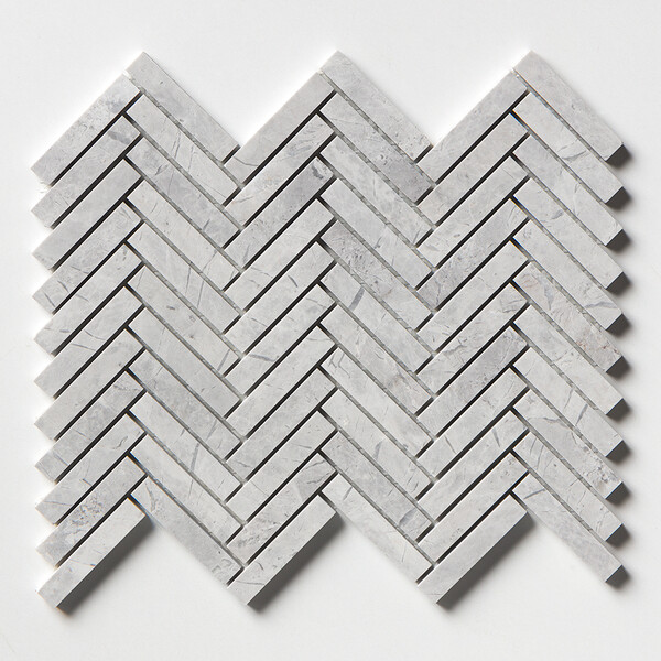 Avalanche Honed Herringbone 5/8×3 Marble Mosaic 10 7/16×12 13/16 Image