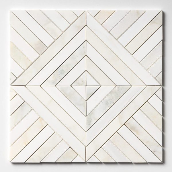 Calacatta Renaissance Honed Ponte Marble Mosaic 14 5/16×14 5/16 Image