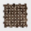 Emperador Dark&crema Marfil Polished Basket Weave Marble Mosaic 12×12 Image
