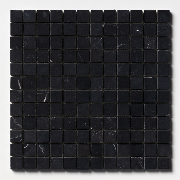 Black Honed 1×1 Marble Mosaic 12×12 Image