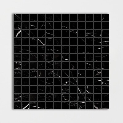 Black Polished 1x1 Marble Mosaic 12x12
