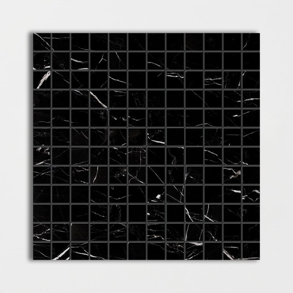 Black Polished 1×1 Marble Mosaic 12×12 Image