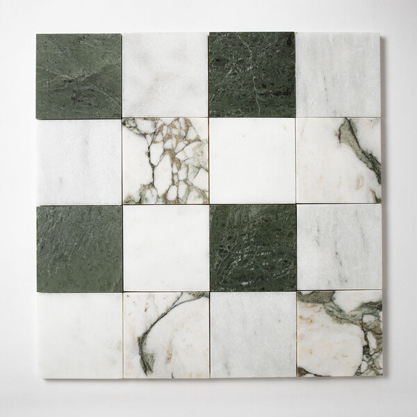 Calacatta Green, Verde Tia, Glacier Multi Finish 4×4 Marble Mosaic 16×16 Image