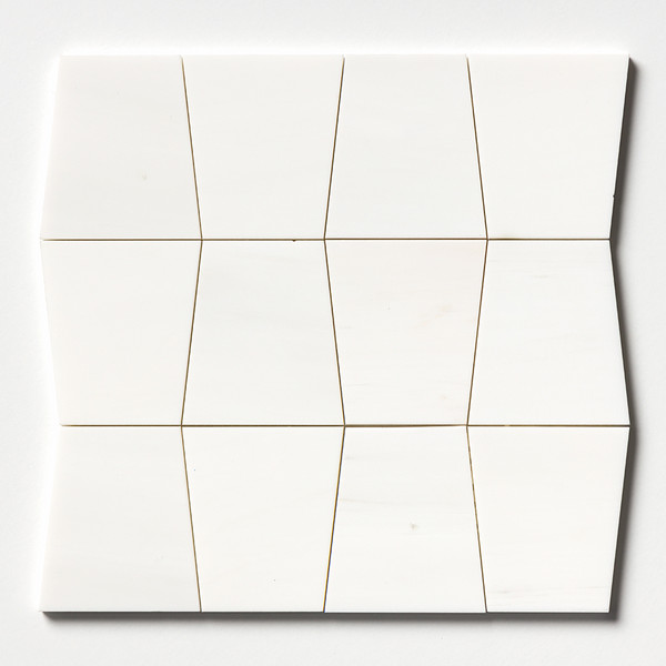 Tapered Snow White Honed&polished Marble Waterjet Decos 12 1/2×12 Image