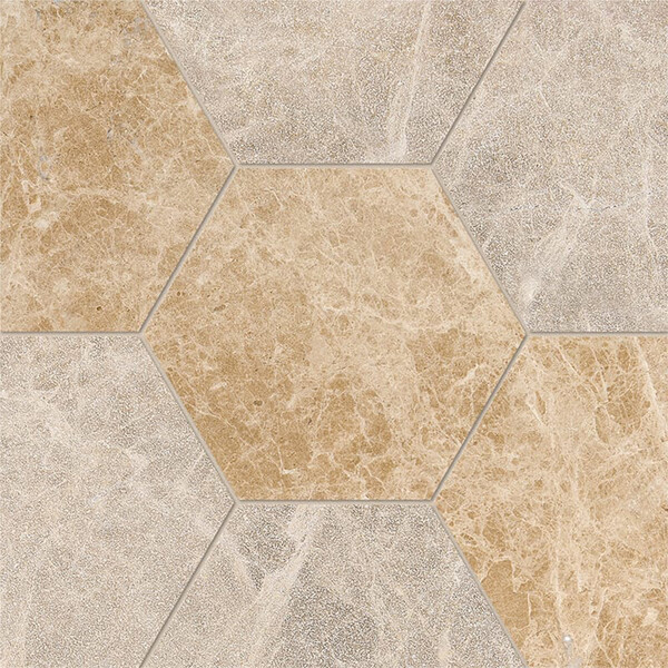 Hexagon Paradise Multi Finish Marble Waterjet Decos 5 25/32×5 Image