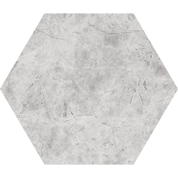 Hexagon Silver Shadow Honed Marble Waterjet Decos 5 25/32×5 Image