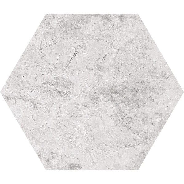 Hexagon Silver Clouds Polished Marble Waterjet Decos 5 25/32×5 Image