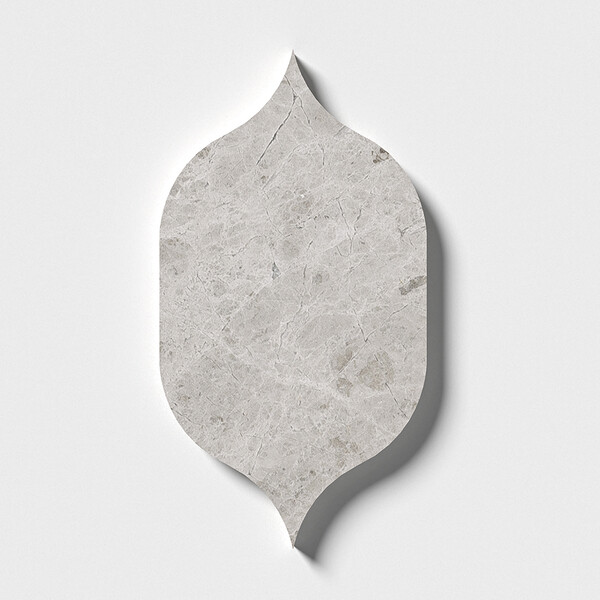Gothic Arabesque Silver Shadow Honed Marble Waterjet Decos 4 7/8×8 13/16 Image