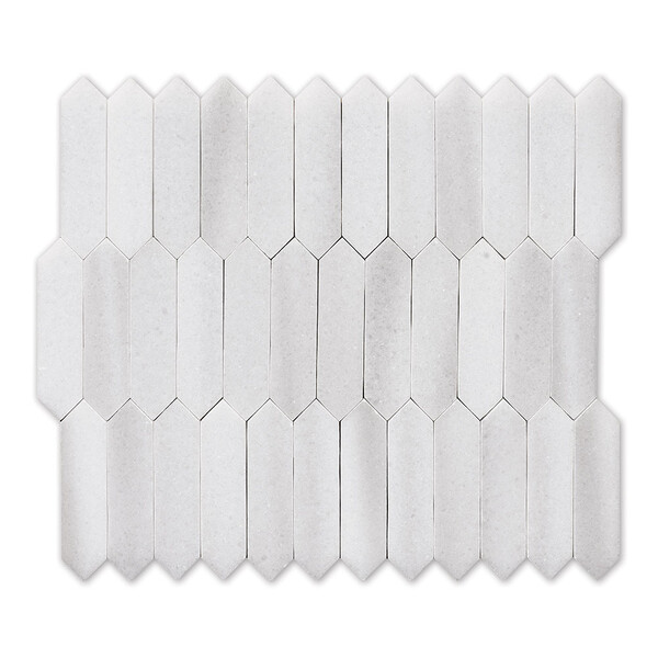Frost White Polished Baby Picket Marble Mosaic 13 3/16×11 Image