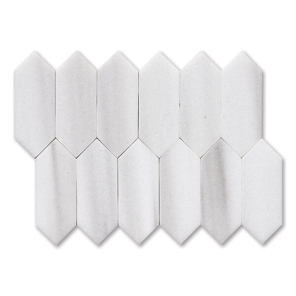 Frost White Polished Medium Picket Marble Mosaic 13 3/16×11 1/16 Image