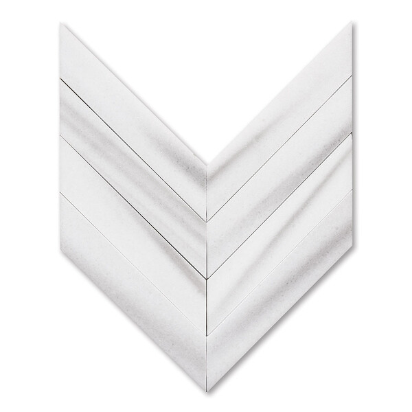 Chevron Frost White Polished Marble Waterjet Decos 13×10 Image
