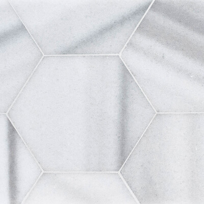 Hexagon Frost White Polished Marble Waterjet Decos 5 25/32x5