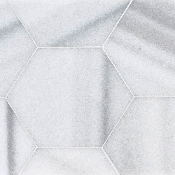 Hexagon Frost White Polished Marble Waterjet Decos 5 25/32×5 Image