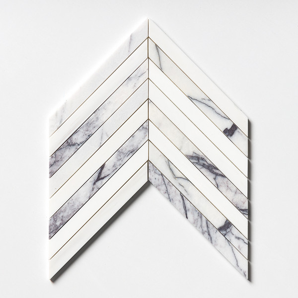 Lilac Honed Thin Chevron Marble Mosaic 10×13 Image