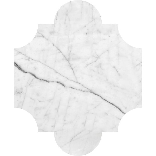 San Felipe White Carrara C Polished Marble Waterjet Decos 8×9 3/4 Image