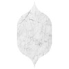 Gotische Arabeske, weißer Carrara-Marmor, geschliffen, Wasserstrahl-Dekorationen, 4 7/8 × 8 13/16 Zoll (ca. 12,4 × 21,1 cm) Bild