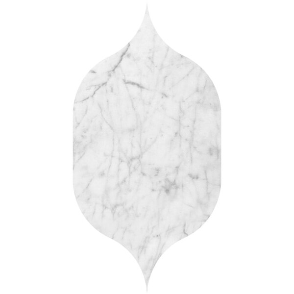 Gothic Arabesque White Carrara Honed Marble Waterjet Decos 4 7/8×8 13/16 Image
