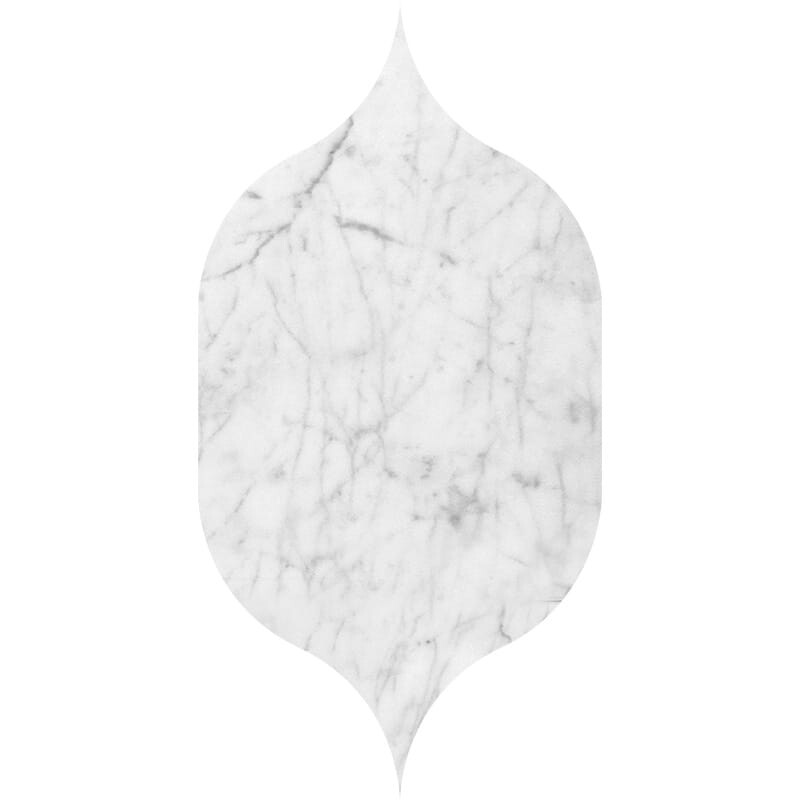 Gothic Arabesque Beyaz Carrara Honlanmış Mermer Su Jeti Dekorları 4 7/8x8 13/16