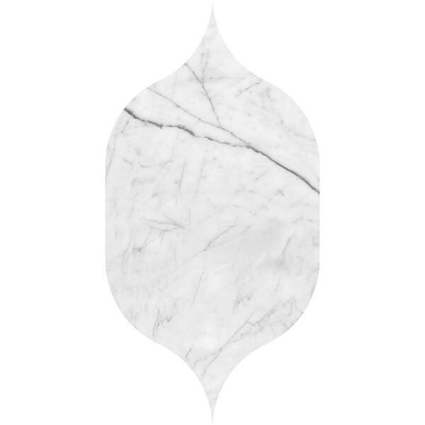 Gothic Arabesque White Carrara C Polished Marble Waterjet Decos 4 7/8×8 13/16 Image