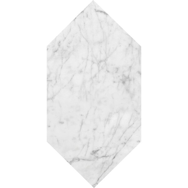 Large Picket White Carrara C Polished Marble Waterjet Decos 6×12 Image