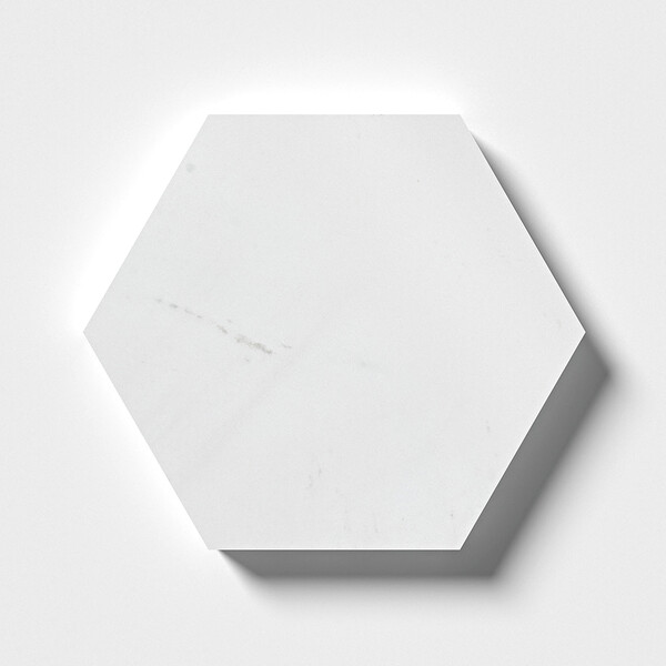 Hexagon Aspen White Polished Marble Waterjet Decos 5 25/32×5 Image