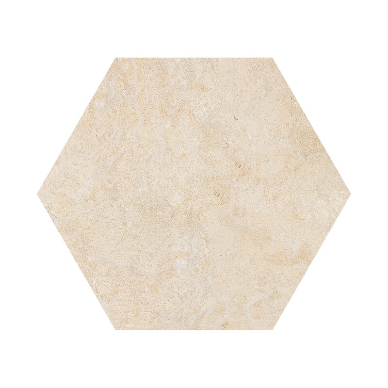 Hexagon Seashell Honed Limestone Waterjet Decos 5 25/32x5
