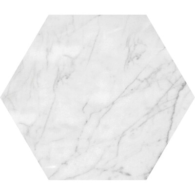 Altıgen Beyaz Carrara Honlanmış Mermer Su Jeti Decos 5 25/32x5