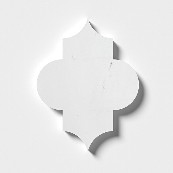 Arabesquette Aspen White Honed Marble Waterjet Decos 6×8 1/4 Image