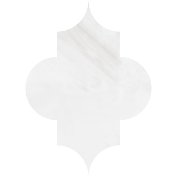 Arabesquette Snow White Honed Marble Waterjet Decos 6×8 1/4 Image