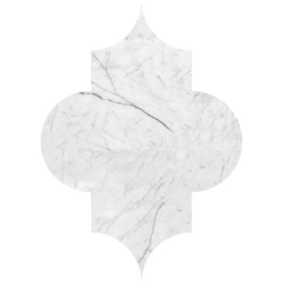 Arabesquette Beyaz Carrara Honlanmış Mermer Waterjet Decos 6x8 1/4