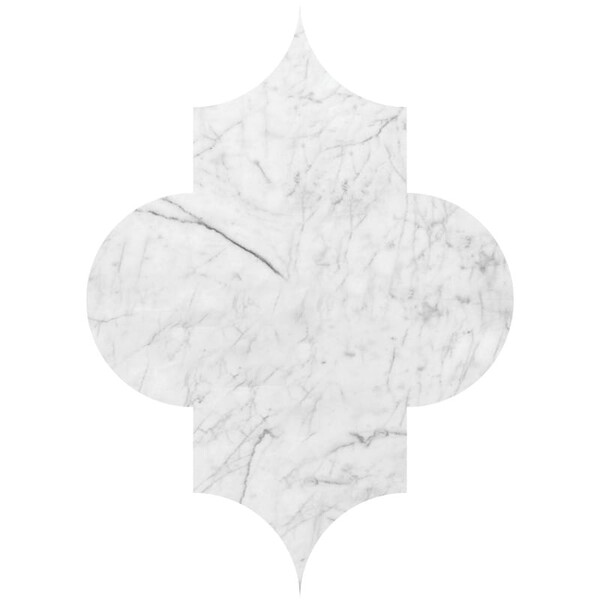 Arabesquette White Carrara C Polished Marble Waterjet Decos 6×8 1/4 Image