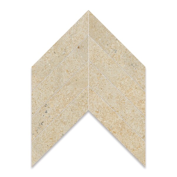Chevron Seashell Honed Limestone Waterjet Decos 13×10 Image