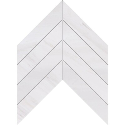 Chevron Snow White Polished Marble Waterjet Decos 13×10 Image