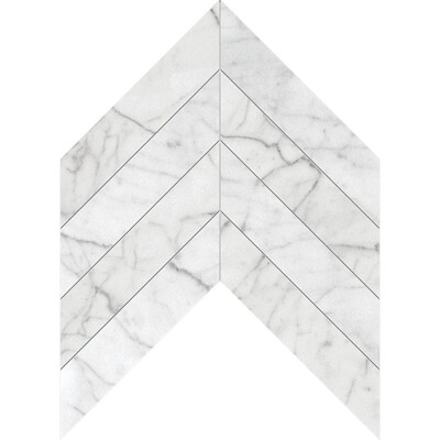 Chevron Beyaz Carrara Honlanmış Mermer Waterjet Decos 13x10