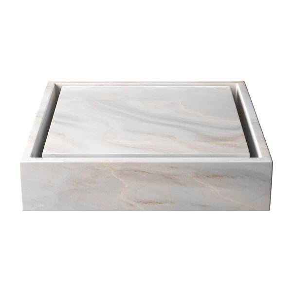 Lavabo de mármol Bauhaus pulido Blue Mist de 20 x 20 pulgadas