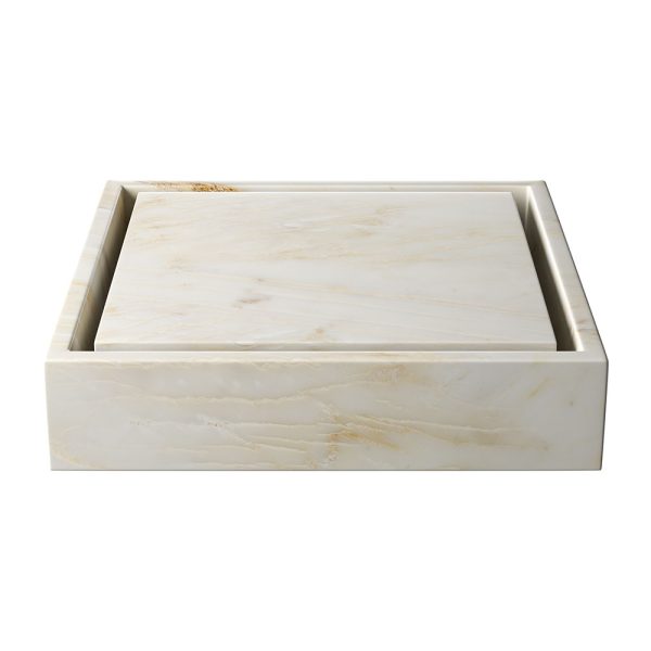 Calacatta Amber Honed Bauhaus Marble Sink 20×20 Image