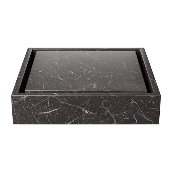 Iris Black Honed Bauhaus Marble Sink 20×20 Image