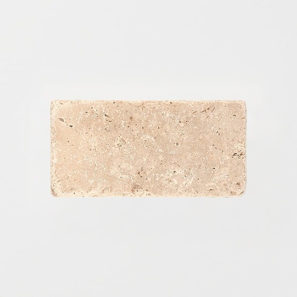 Ivory Tumbled Subway Travertine Tile 3×6 Image