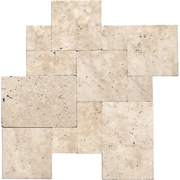 Ivory Tumbled Travertine Pavers Versailles Pattern Image