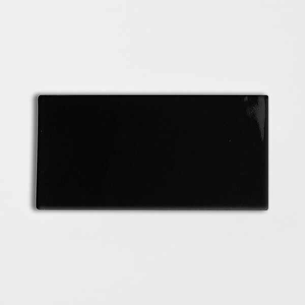 Black Glossy Subway Ceramic Tile 3×6 Image