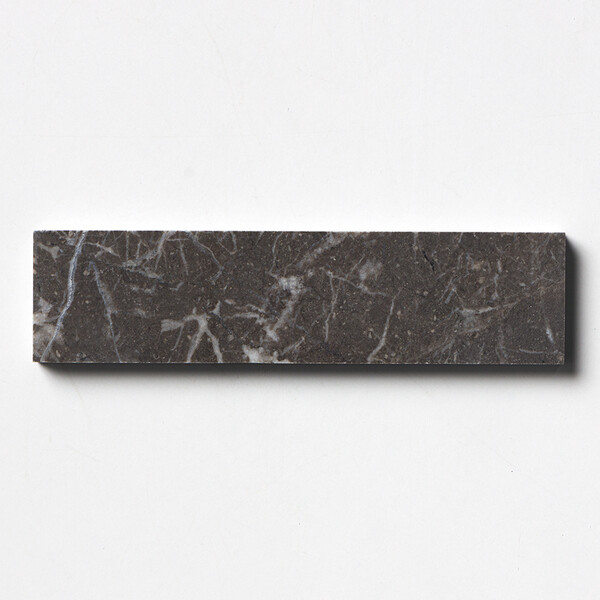 Iris Black Honed Subway Marble Tile 2×8 Image