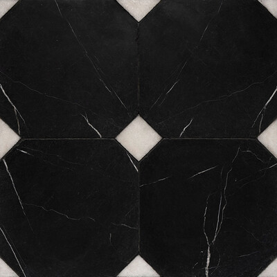 Black, Glacier Tumbled Limestone Tile 16x16