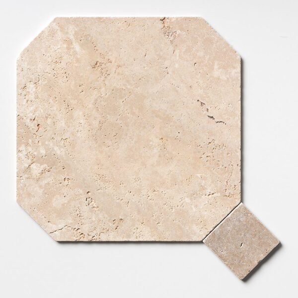 Ivory, Walnut Tumbled Marble Tile 16×16 Image