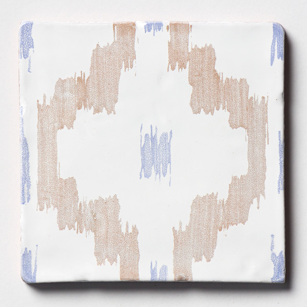 Vintage Linen Ikat Glossy Ceramic Tile 6×6 Image