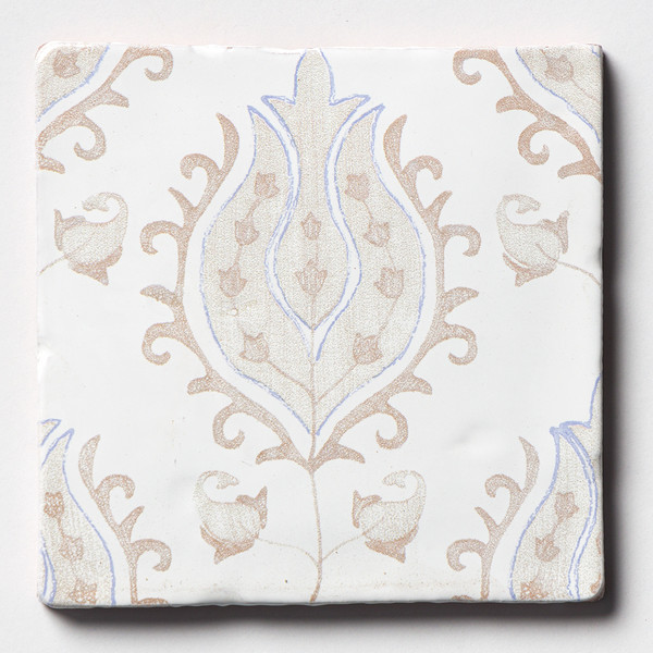 Vintage Linen Tulips Glossy Ceramic Tile 6×6 Image