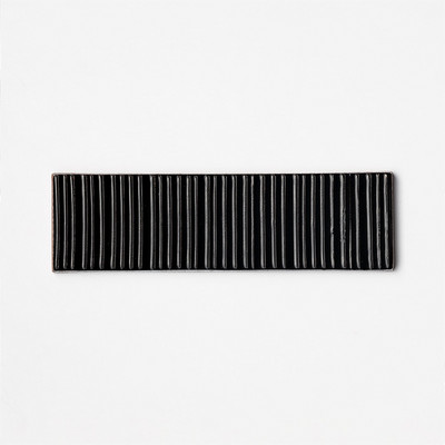 Black Glossy Staccato Thin Brick Wall Decos 2 1/4×7 7/8 Image